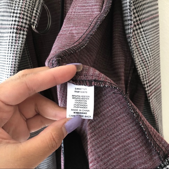 Houndstooth Printed Long Collar Vest with Belt - Picture 7 of 7